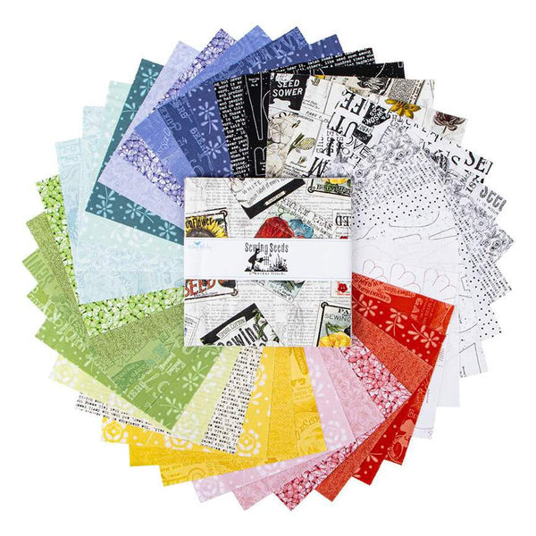 Image of the Sewing Seeds III 10 inch Stacker for Riley Blake Designs. Features sewing themed fabrics.
Cute Little Fabric Shop