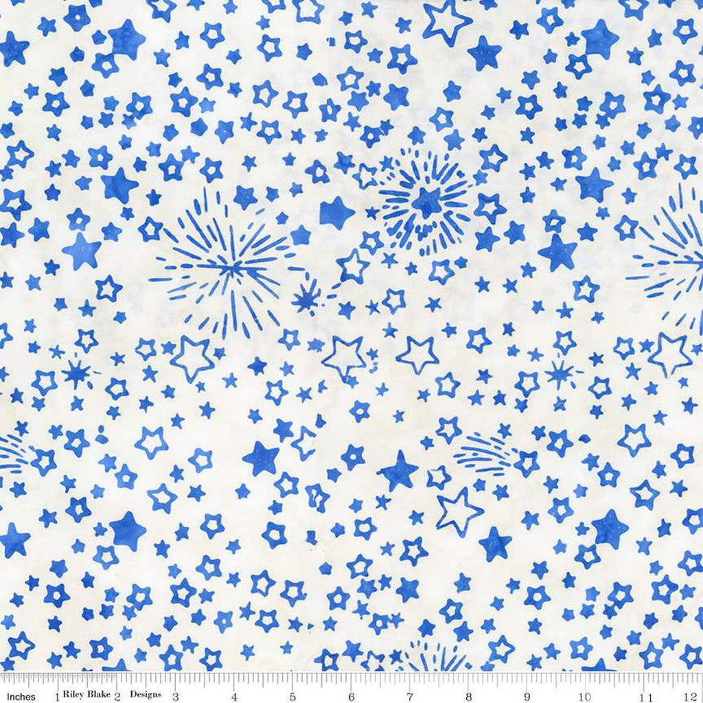 Image of the Expressions Batiks Let Freedom Reign Blueprint Matte quilting cotton fabric by Riley Blake Designs. Features patriotic fabrics. 
Cute Little Fabric Shop