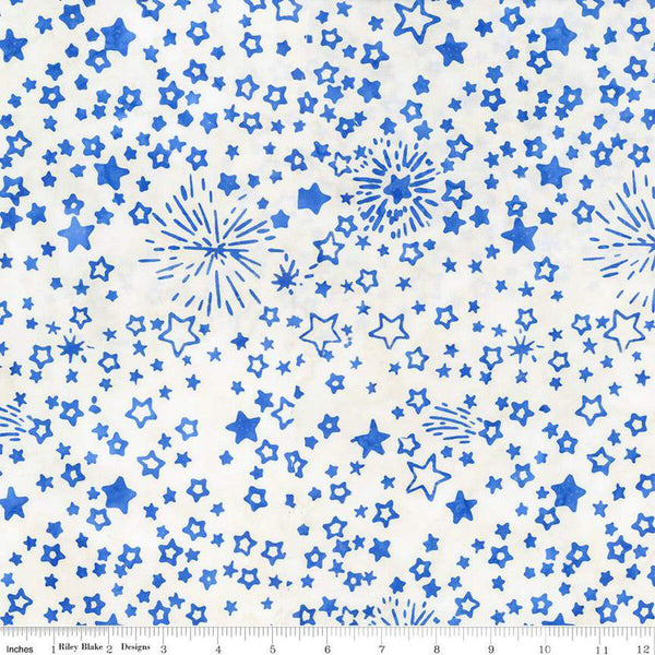 Image of the Expressions Batiks Let Freedom Reign Blueprint Matte quilting cotton fabric by Riley Blake Designs. Features patriotic fabrics. 
Cute Little Fabric Shop