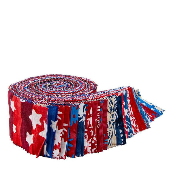 Image of the Expressions Batiks Let Freedom Reign 2 1/2 inch Rolie Polie by Riley Blake Designs. Features patriotic themed fabrics.
Cute Little Fabric Shop