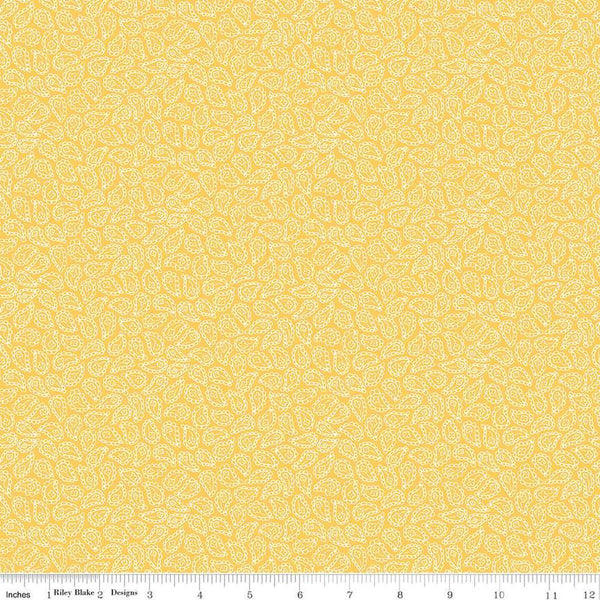 Image of the Vibrance Paisley Sherbet quilting cotton fabric by Leslie Ryan for Riley Blake Designs. Features flowers on a yellow background. Cute Little Fabric Shop