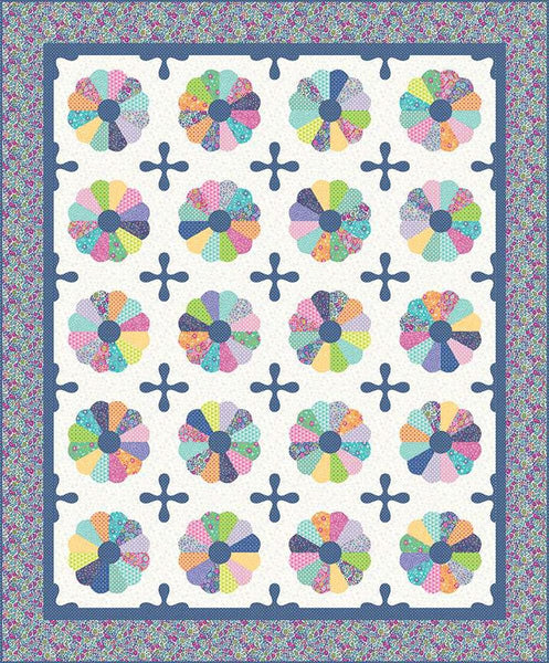 Image of the Dresden Jacks quilt pattern by Blooming Boldly Designs for Riley Blake Designs. Features dresdens and jacks on a quilt pattern. 
Cute Little Fabric Shop
