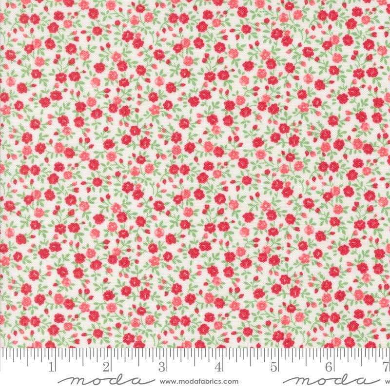 Image of the Summertime Bloom Cream quilting cotton fabric by Moda Fabrics. Features flowers on a cream background. Cute Little Fabric Shop