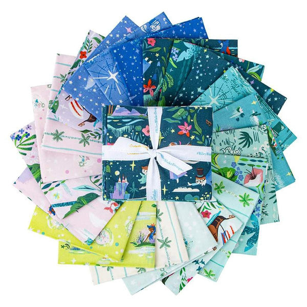 Image of the Forever Neverland fat quarter bundle by Jill Howarth for Riley Blake Designs. Features peter pan themed fabrics. 
Cute Little Fabric Shop