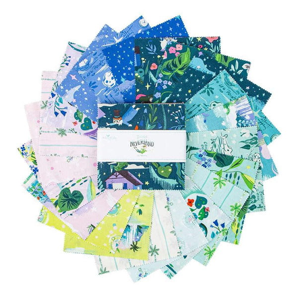 Image of the Forever Neverland fat quarter bundle by Jill Howarth for Riley Blake Designs. Features peter pan themed fabrics. 
Cute Little Fabric Shop
