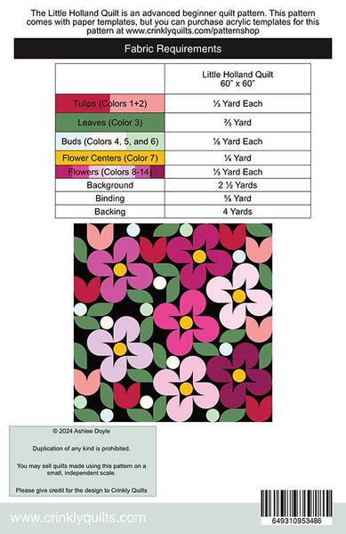 SALE Little Holland Quilt PaTTERN CQ-018 by Crinkly Quilts - Moda Fabrics - INSTRUCTIONS Only - Square Quilt