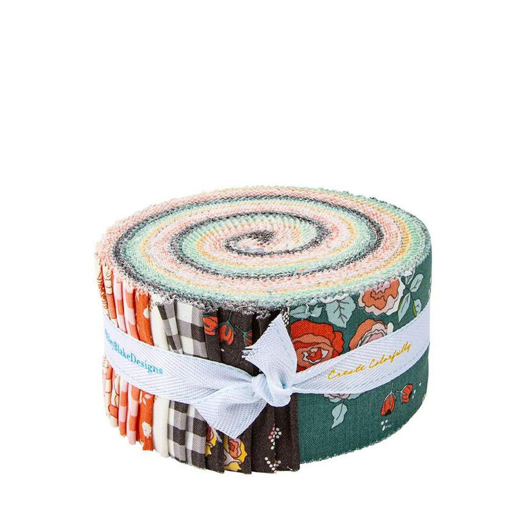 Sunsetridge 2.5 Inch Rolie Polie Jelly Roll 40 pieces - Riley Blake - Precut Pre cut Bundle - Floral Flowers - Quilting Cotton Fabric
