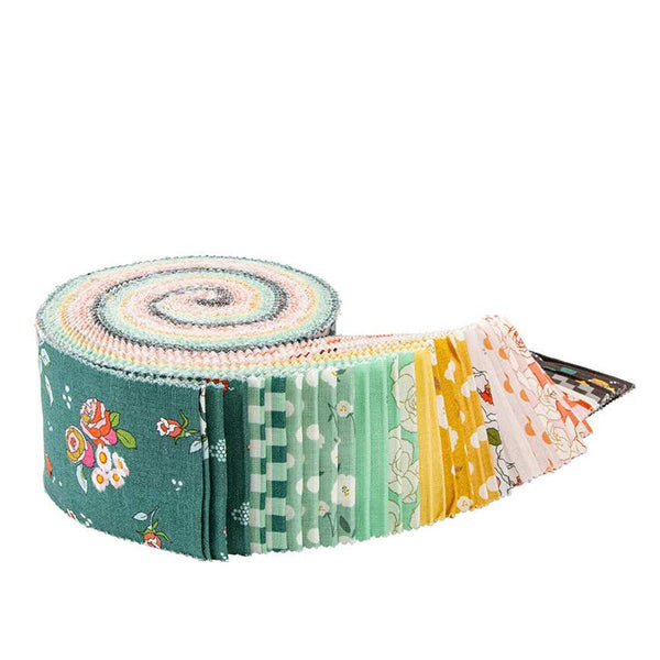 Sunsetridge 2.5 Inch Rolie Polie Jelly Roll 40 pieces - Riley Blake - Precut Pre cut Bundle - Floral Flowers - Quilting Cotton Fabric