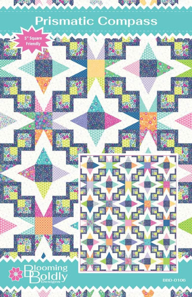 Image of the Prismatic Compass quilt pattern by Blooming Boldly Designs for Riley Blake Designs. Features geometric shapes on a quilt.
Cute Little Fabric Shop