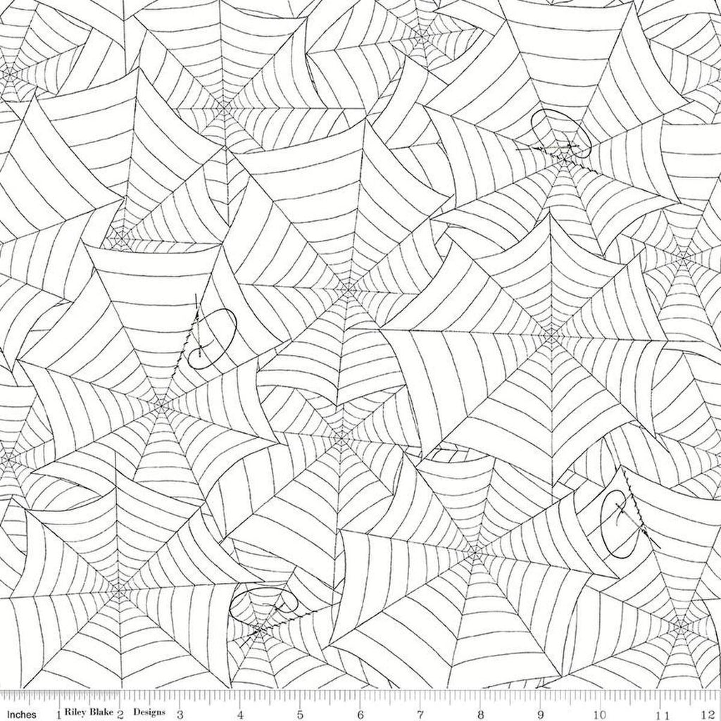 Image of the Costume Maker's Act II Web White quilting cotton fabric. Features plant on a white background. Cute Little Fabric Shop