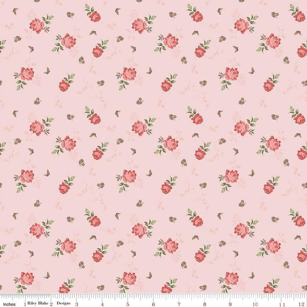 Anne of Green Gables Roses C16124 Pink - Riley Blake Designs - Flowers Floral Butterflies - Quilting Cotton Fabric - Licensed Product
