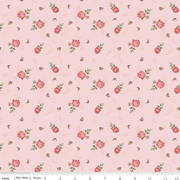 Anne of Green Gables Roses C16124 Pink - Riley Blake Designs - Flowers Floral Butterflies - Quilting Cotton Fabric - Licensed Product