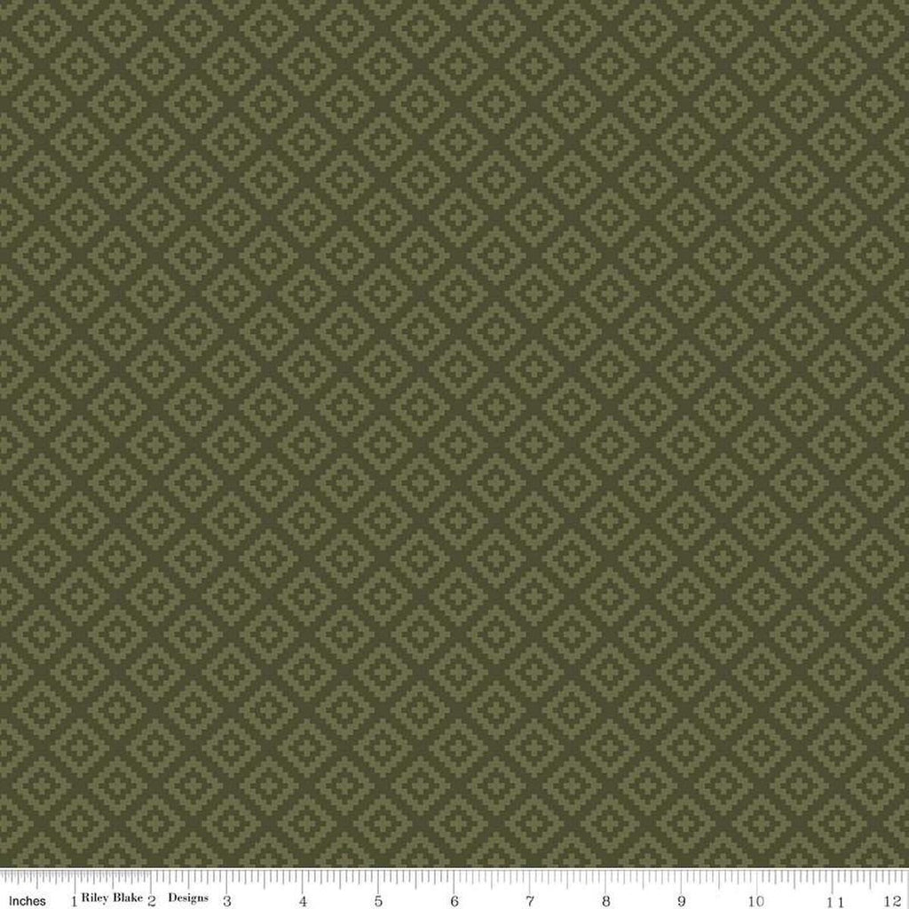 SALE National Parks Diamonds C15099 Chive - Riley Blake Designs - Geometric - Quilting Cotton Fabric