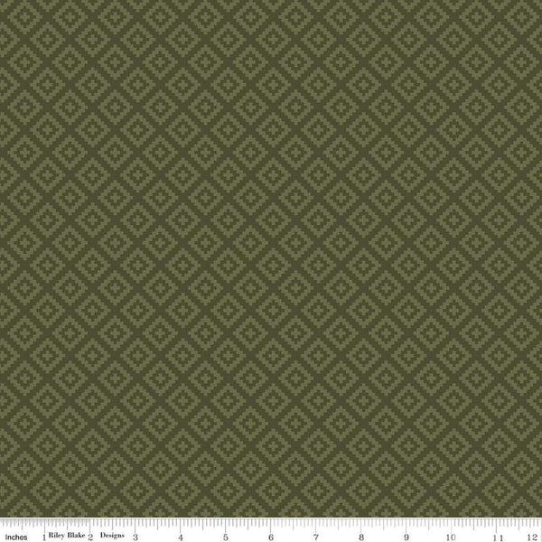 SALE National Parks Diamonds C15099 Chive - Riley Blake Designs - Geometric - Quilting Cotton Fabric