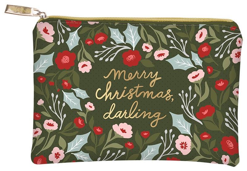 SALE Glam Bag Merry Christmas Darling 1005-86 - Moda Fabrics - Lella Boutique - Vinyl Bag - Zippered Bag