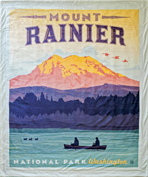 SALE Mount Rainier National Parks Minky Blanket - MB1011 - Riley Blake Designs - Prepackaged Dreamy Minky Blanket - Licensed Product