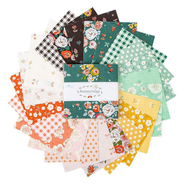 Sunsetridge Charm Pack 5" Stacker Bundle - Riley Blake Designs - 42 piece Precut Pre cut - Floral Flowers - Quilting Cotton Fabric