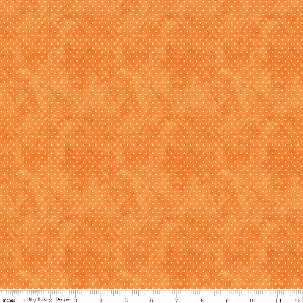 Image of the Ghoul Friends Dots Orange quilting cotton fabric by Teresa Kogut for Riley Blake Designs. Features dots on an orange background. Cute Little Fabric Shop