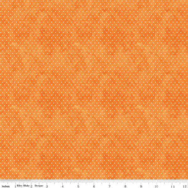 Image of the Ghoul Friends Dots Orange quilting cotton fabric by Teresa Kogut for Riley Blake Designs. Features dots on an orange background. Cute Little Fabric Shop