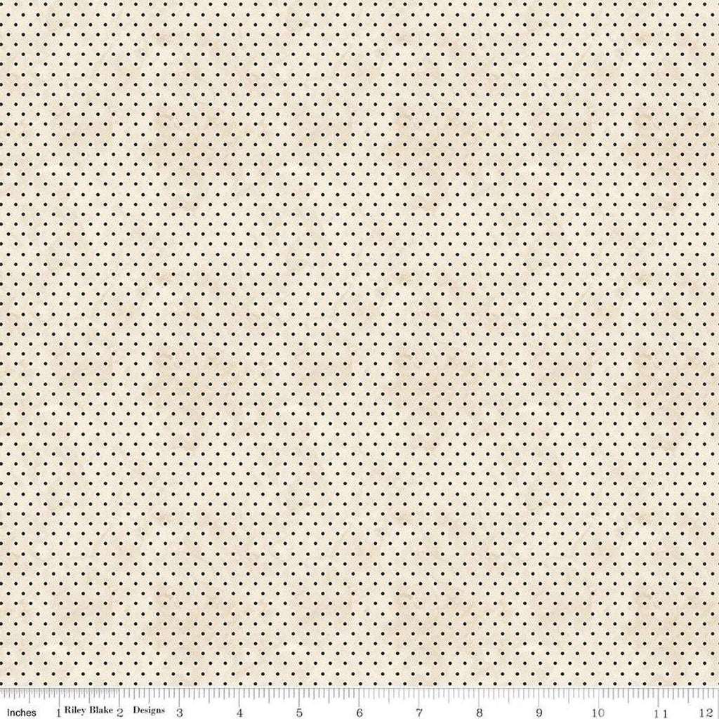 Image of the Ghoul Friends Dots Cream quilting cotton fabric by Teresa Kogut for Riley Blake Designs. Features dots on a cream background. Cute Little Fabric Shop