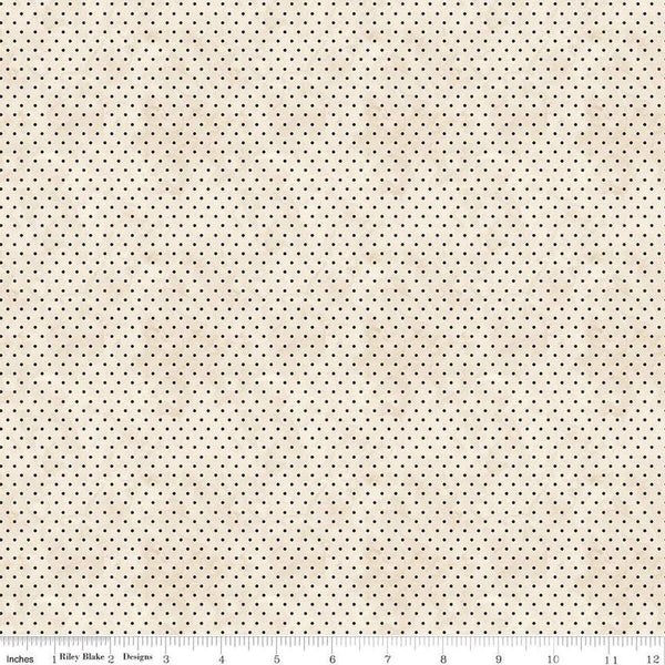 Image of the Ghoul Friends Dots Cream quilting cotton fabric by Teresa Kogut for Riley Blake Designs. Features dots on a cream background. Cute Little Fabric Shop