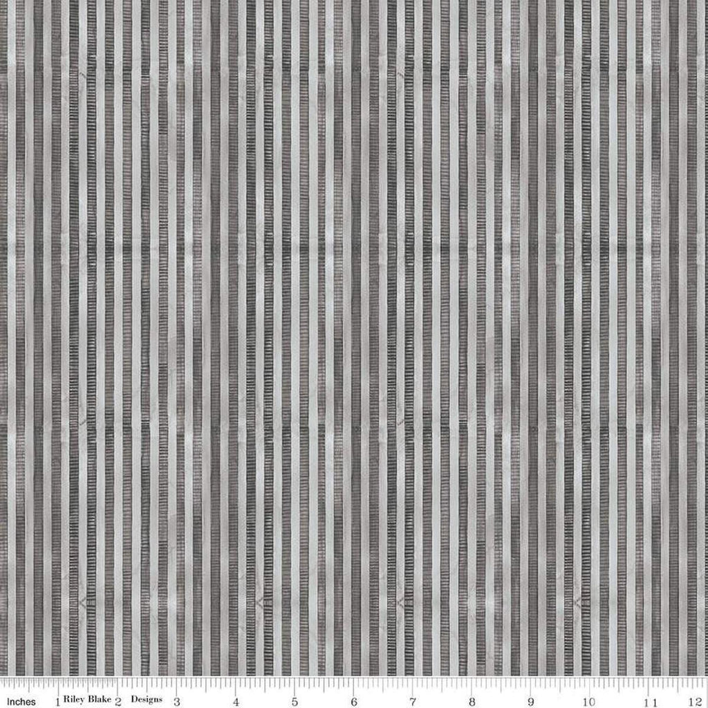 Image of the Ghoul Friends Stripes Black quilting cotton fabric by Teresa Kogut for Riley Blake Designs. Features stripes on a black background. Cute Little Fabric Shop