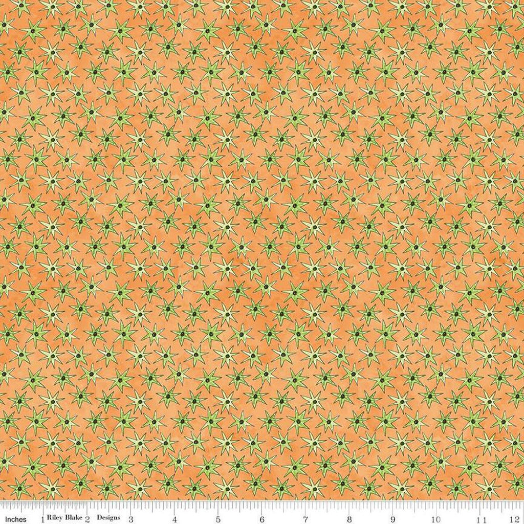 Image of the Ghoul Friends Stars Orange quilting cotton fabric by Teresa Kogut for Riley Blake Designs. Features stars on an orange background. Cute Little Fabric Shop