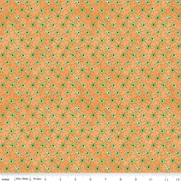 Image of the Ghoul Friends Stars Orange quilting cotton fabric by Teresa Kogut for Riley Blake Designs. Features stars on an orange background. Cute Little Fabric Shop