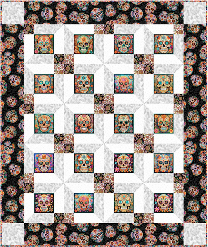 SALE One More Story Skullduggery Quilt PATTERN - QT Fabrics - Instructions Only - Dia de los Muertos - Morris Creative Group - Quilting