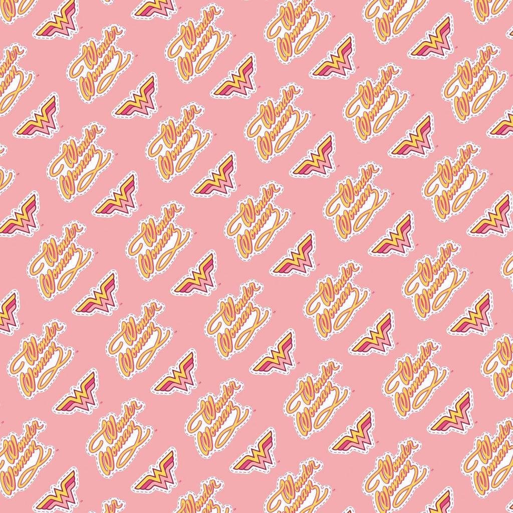 Young DC Wonder Woman Jr Retro Logo 23421460 Pink - Camelot Fabrics - Emblem - Quilting Cotton Fabric - Official Licensed Product