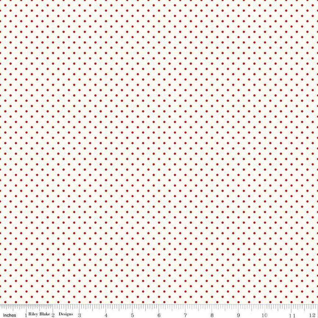 Image of the Flannel Swiss Dot Cream quilting cotton fabric by Riley Blake Designs. Features swiss dot on a cream background. Cute Little Fabric Shop