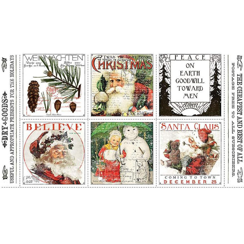 Classic Christmas Christmas Patch Panel PD16281 by Riley Blake - DIGITALLY PRINTED Holiday Season Vintage - Quilting Cotton Fabric