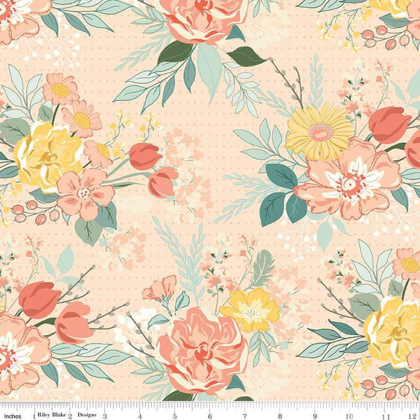 2 yard 28" End of Bolt - New Beginnings Floral WIDE BACK WB15759 Blush - Riley Blake - 107/108" Wide - Quilting Cotton Fabric