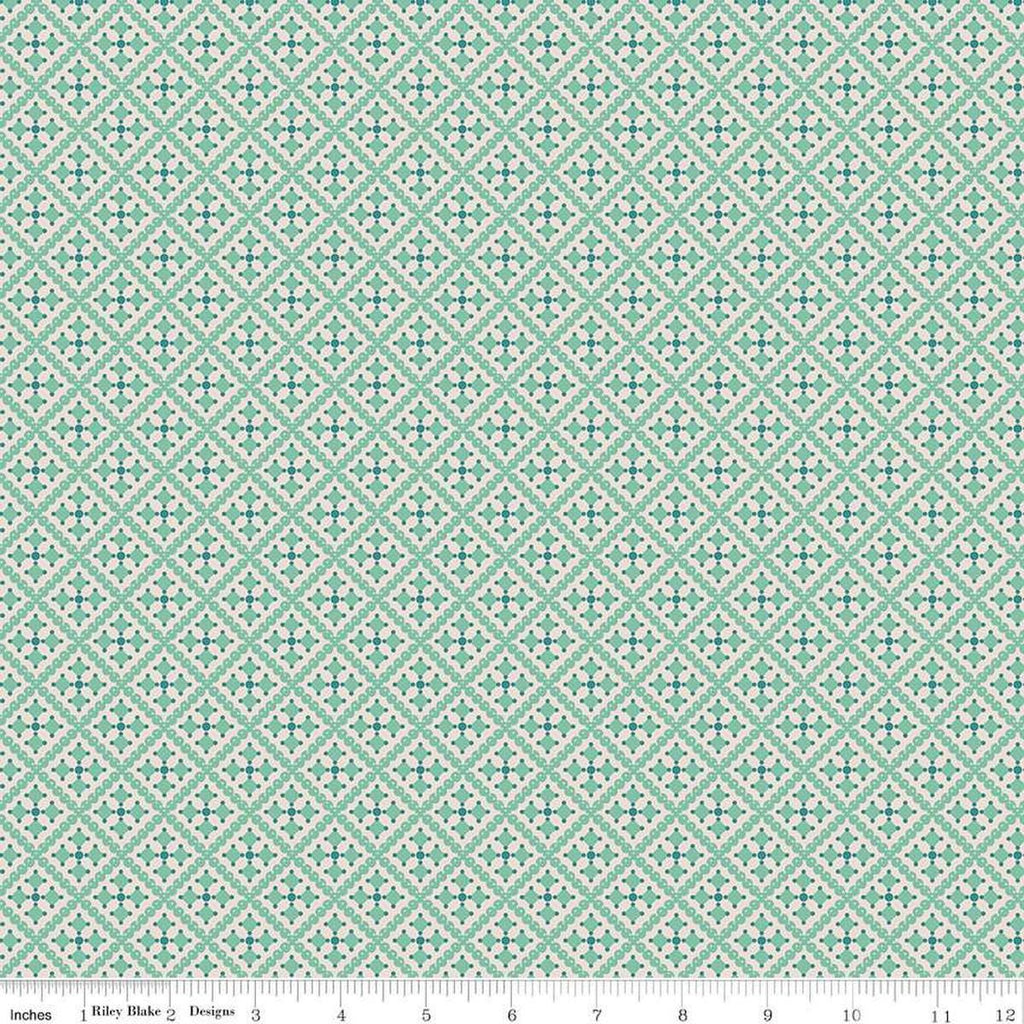 SALE Gentler Times Shenanigans C16487 Sea Glass - Riley Blake Designs - Lori Holt - Tiled Geometric Abstract - Quilting Cotton Fabric