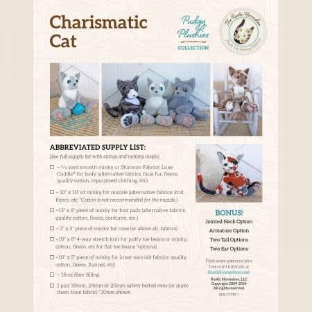 Charismatic Cat Plush Doll Pattern Quilt PATTERN by QT Designers - QT Fabrics - Instructions Only - Plushie Animal