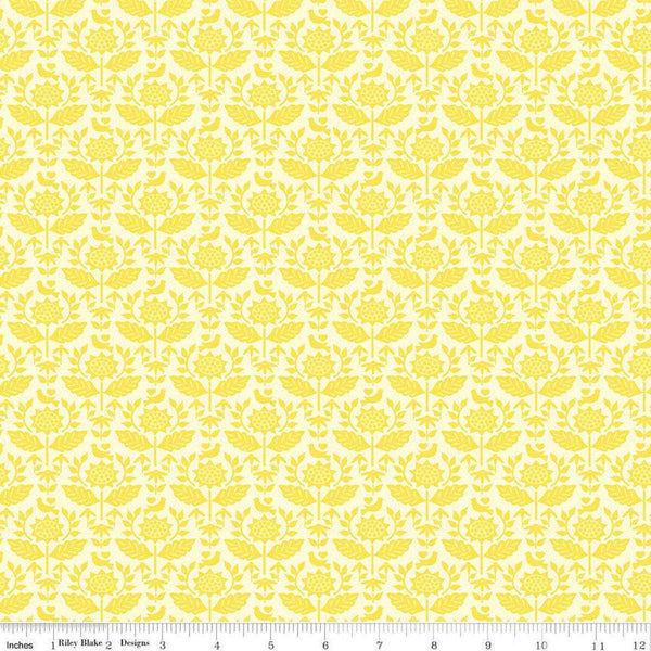 Sunny Skies Style C14633 Sun - Riley Blake Designs - Floral Flowers Sunflowers Damask - Quilting Cotton Fabric