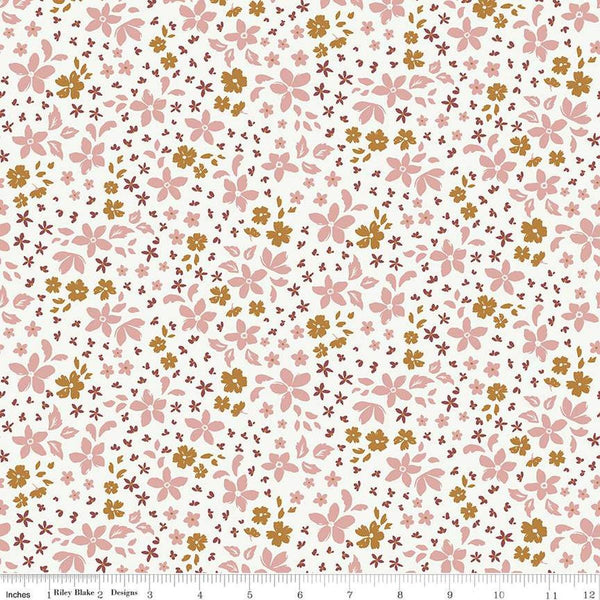 Image of the Winged Medley Petals Cloud quilting cotton fabric. Features petals on a cream background. Cute Little Fabric Shop