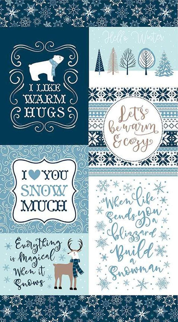 SALE Winter Magic Warm Hugs Panel P16368 by Riley Blake - Patchwork Winter Holiday - Quilting Cotton Fabric