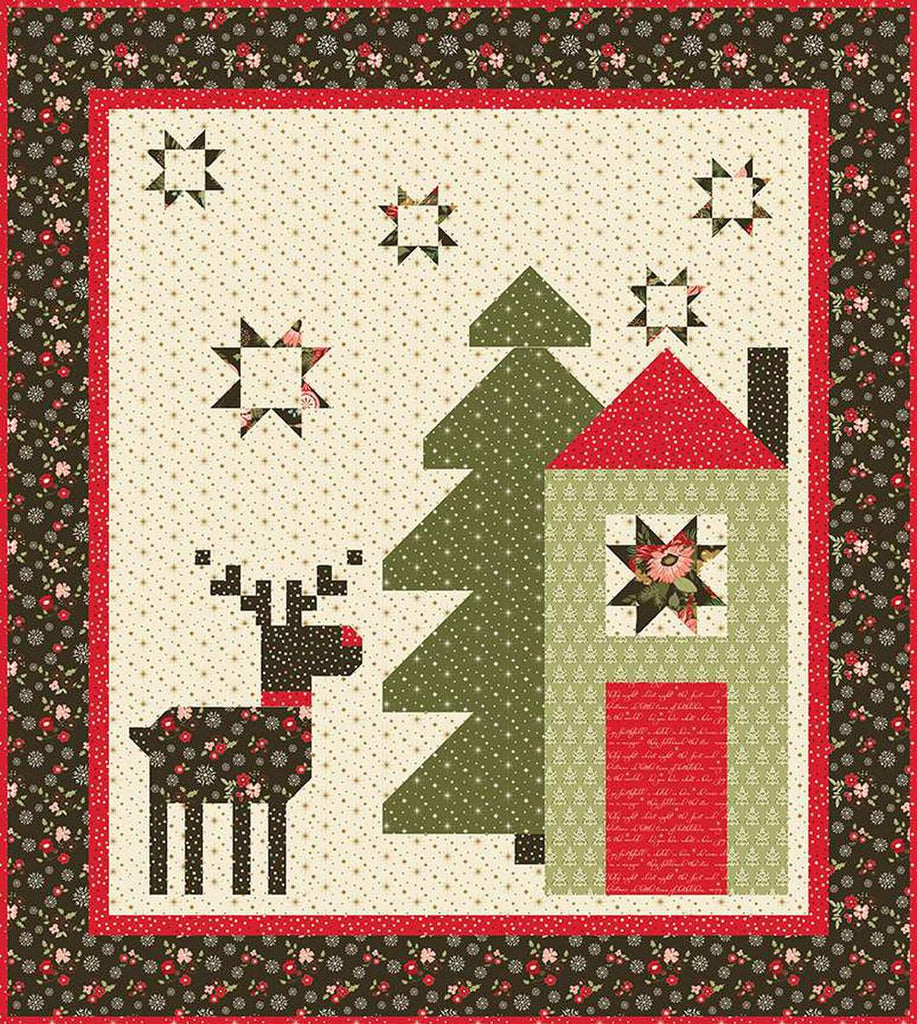 At the Ready Quilt PATTERN P157 by Sandy Gervais - Riley Blake Designs - INSTRUCTIONS Only - Piecing Pieced Reindeer House Tree