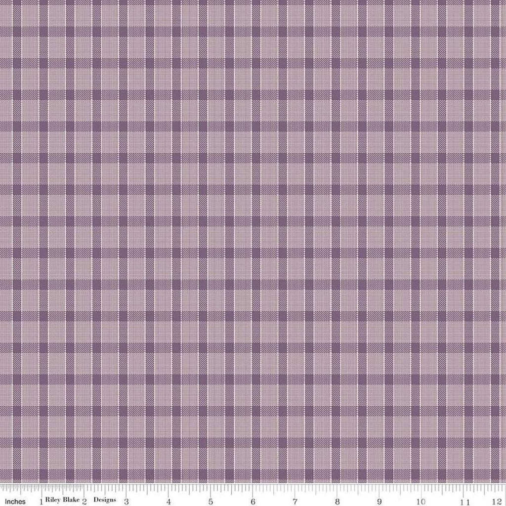 SALE Gentler Times Whippersnapper C16488 Plum - Riley Blake Designs - Lori Holt - Pixelated Plaid Stripe - Quilting Cotton Fabric