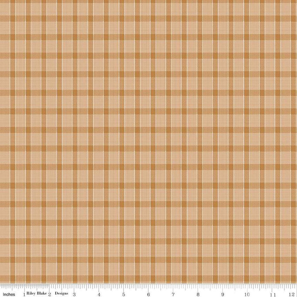 SALE Gentler Times Whippersnapper C16488 Cider - Riley Blake Designs - Lori Holt - Pixelated Plaid Stripe - Quilting Cotton Fabric