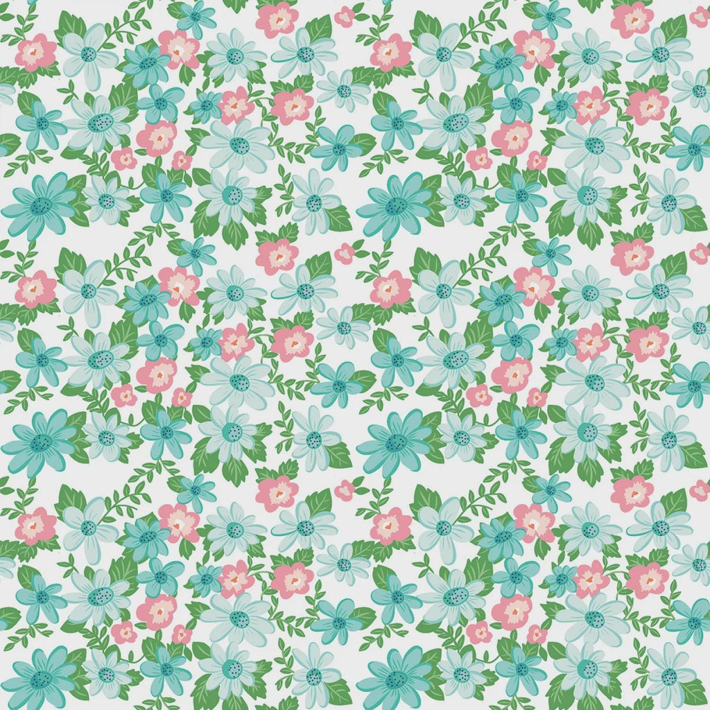 SALE Summer Picnic Main C10750 White - Riley Blake Designs - Floral Flowers - Quilting Cotton