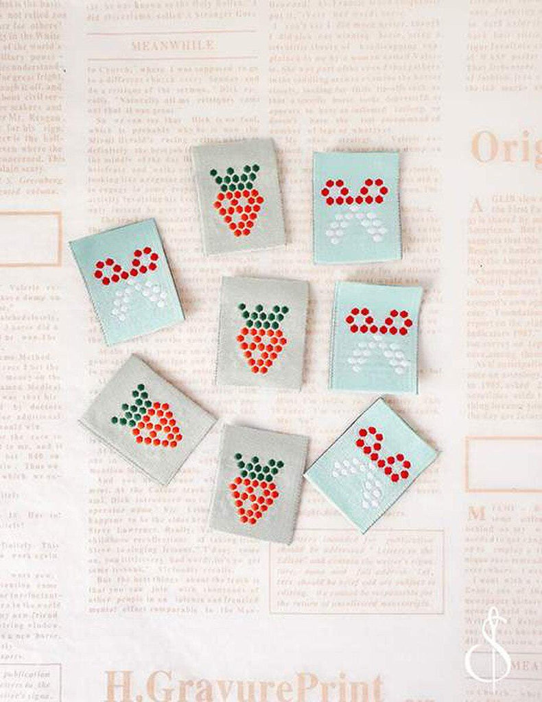 Mosaic Woven Labels P178-SIWL10 - Riley Blake Designs - Minki Kim - Double Sided - Machine Washable - Polyester - Set of 8 Labels