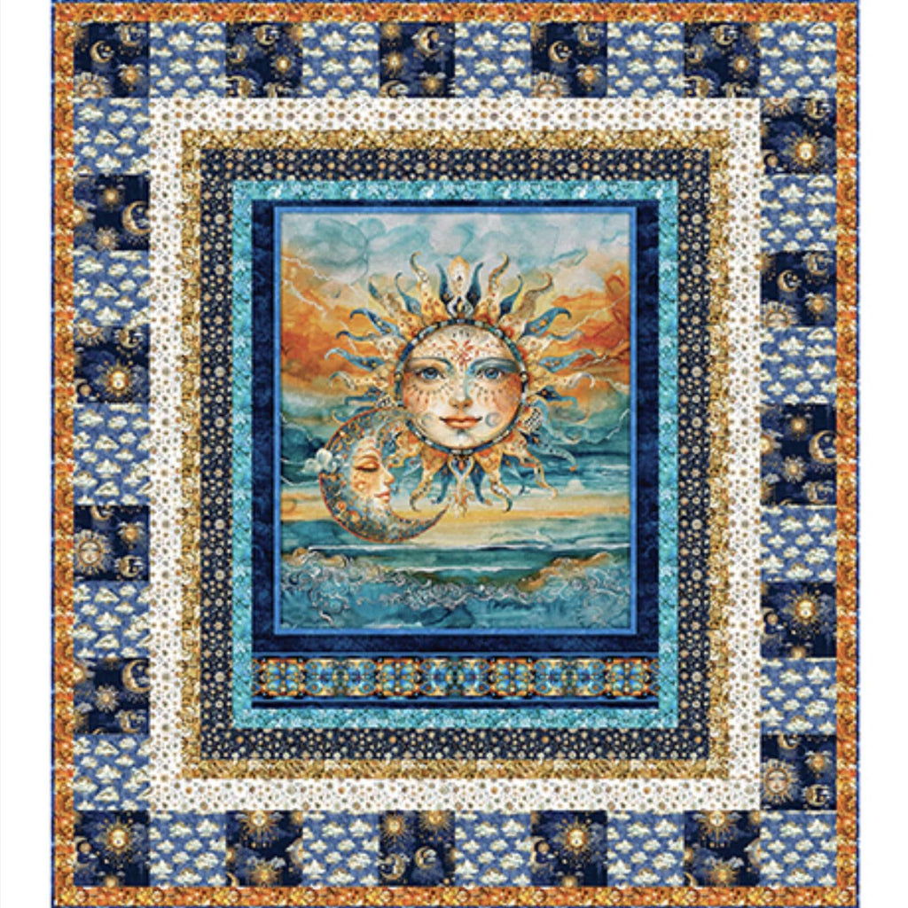 Bohemian Sunrise Celestial Dance Panel Quilt Kit - QT Fabrics - Pattern Fabric - Celestial Mandala Geometric - Quilting Cotton Fabric