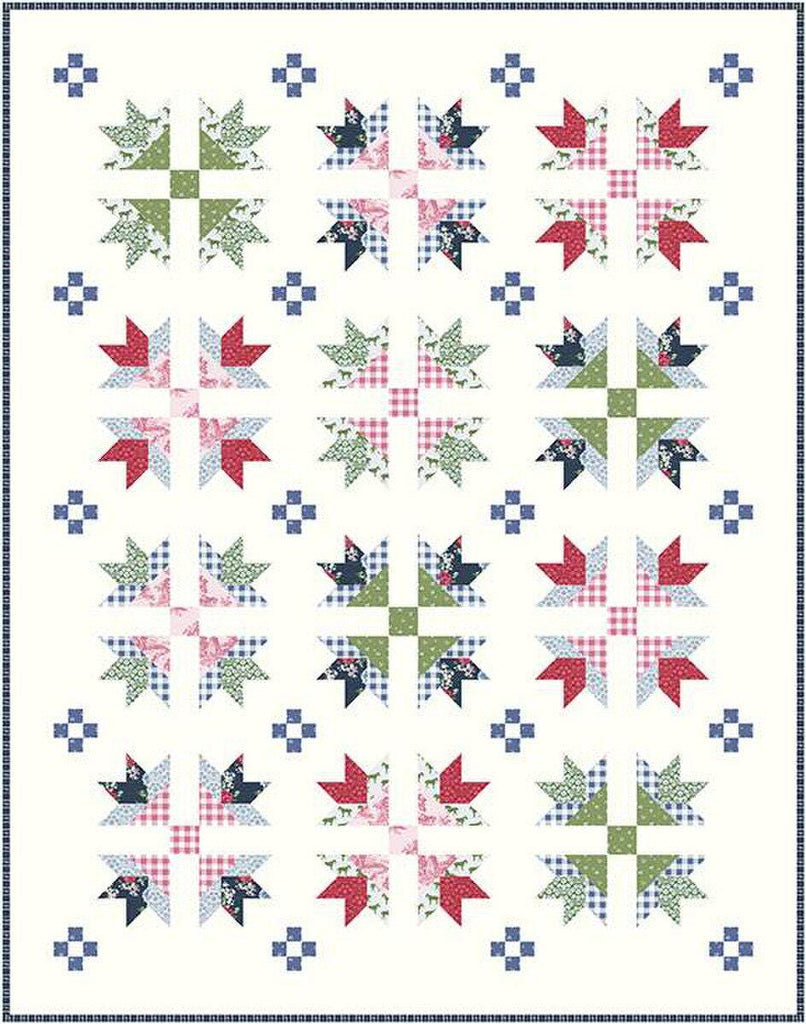 SALE Bluegrass Crossing Quilt PATTERN P115 by Melissa Mortenson - Riley Blake Designs - INSTRUCTIONS Only - Pieced Flower Blocks