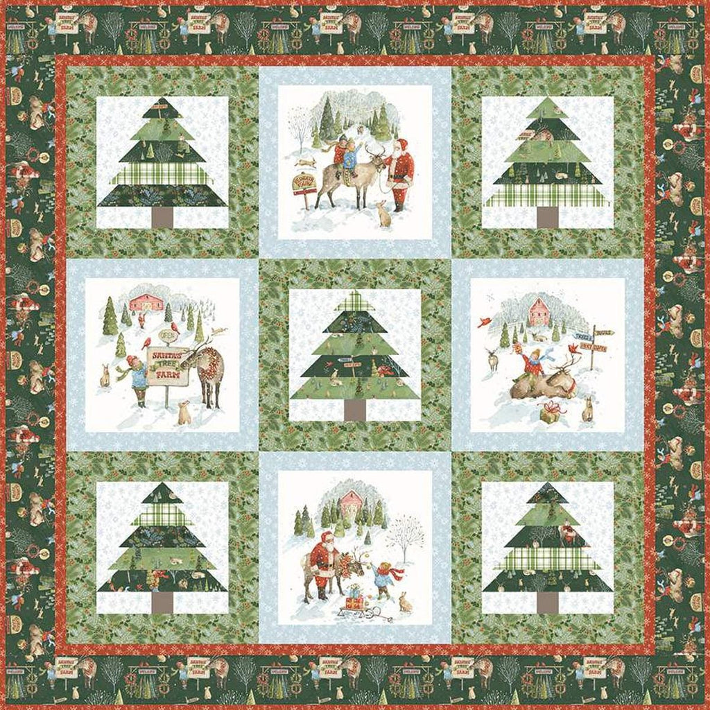 SALE Santa's Tree Farm Panel Quilt Kit by Beverly McCullough - Riley Blake Designs - Pattern Fabric Kit - Quilting Cotton Fabric
