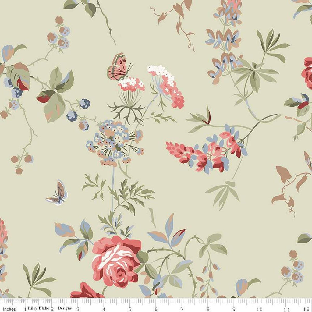 3 yard cut- SALE Anne of Green Gables Floral WIDE BACK WB16129 Sage - Riley Blake - 107/108" Wide - Quilting Cotton - Licensed Product