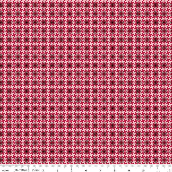 Image of the Cloudburst Houndstooth Red quilting cotton fabric by Riley Blake Designs. Features houndstooth on a red background. Cute Little Fabric Shop