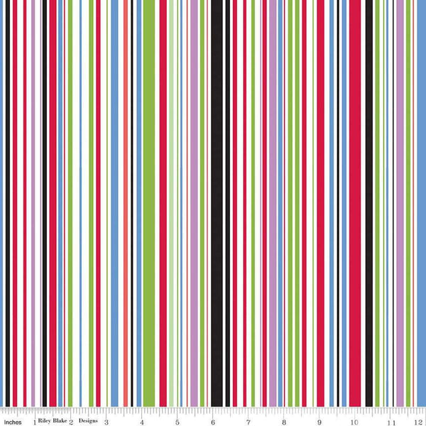 Image of the Cloudburst Stripe Multi quilting cotton fabric by Riley Blake Designs. Features stripes on a white background. Cute Little Fabric Shop