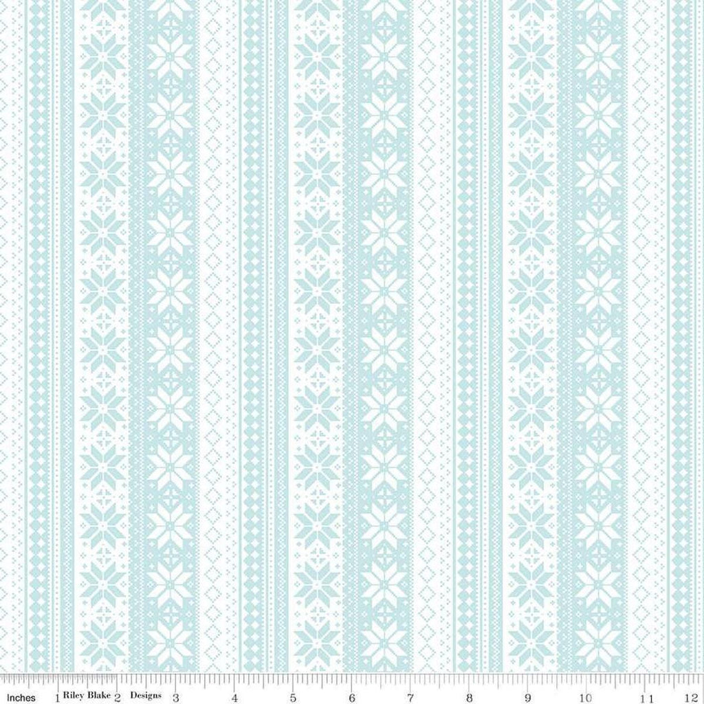 Image of the Winter Magic Sweater Stipe White quilting cotton fabric by Riley Blake Designs. Features stripes on a white background. Cute Little Fabric Shop